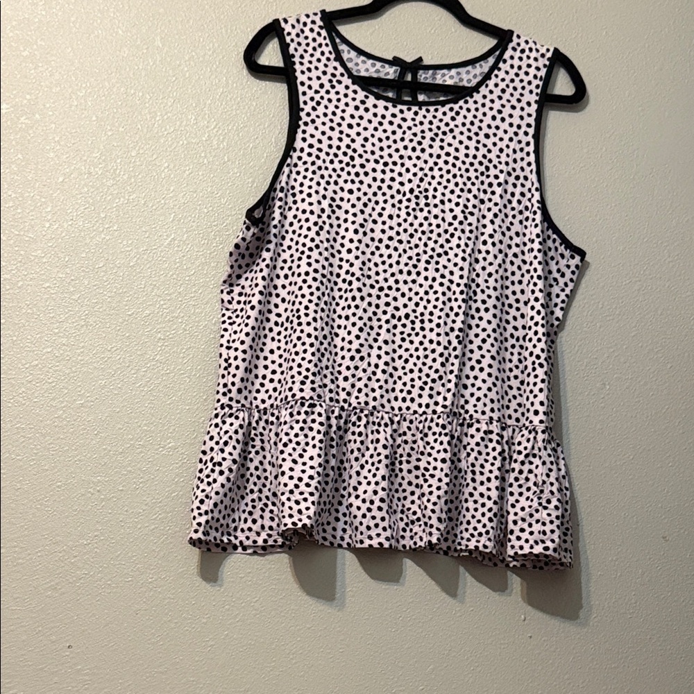 kate spade White Polka Dot Peplum Sleeveless Top